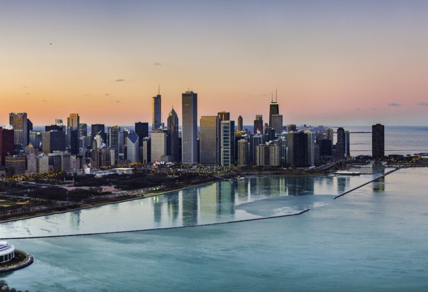 Beautiful Sunsets behind Chicago